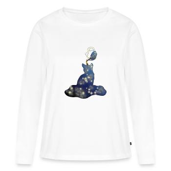 Chat Univers Théekanne Lactique Étoiles - T-shirt manches longues Premium bio Femme - blanc - Devant - Julia (174cm)