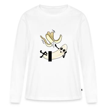 Strip-tease Banane Nue - T-shirt manches longues Premium bio Femme - blanc - Devant - Julia (174cm)