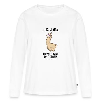 Drame Lama - T-shirt manches longues Premium bio Femme - blanc - Devant - Julia (174cm)