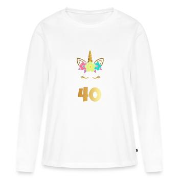 40 ans de cadeau d'anniversaire d'or de licorne - T-shirt manches longues Premium bio Femme - blanc - Devant - Julia (174cm)