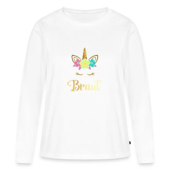 Braut Einhorn Heirat Hochzeit Junggesellenabschied - Frauen Premium Bio Langarmshirt - Weiß - Vorne - Julia (174cm)