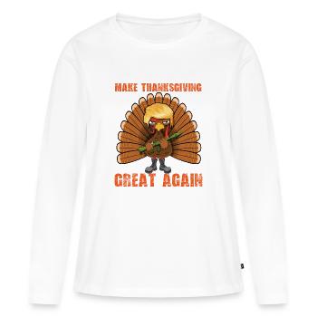Rendre Thanksgiving Grande à nouveau Donald  Funny - T-shirt manches longues Premium bio Femme - blanc - Devant - Julia (174cm)
