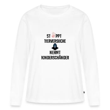 Protection des animaux expérimentation animale Amour des animaux Singes Cadeau - T-shirt manches longues Premium bio Femme - blanc - Devant - Julia (174cm)