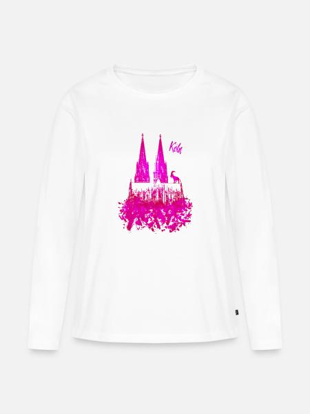 Kölner Dom - Frauen Premium Bio Langarmshirt - Weiß