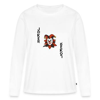 Carte de Jeu Joker Poker Carte Carte Cadeau - T-shirt manches longues Premium bio Femme - blanc - Devant - Julia (174cm)