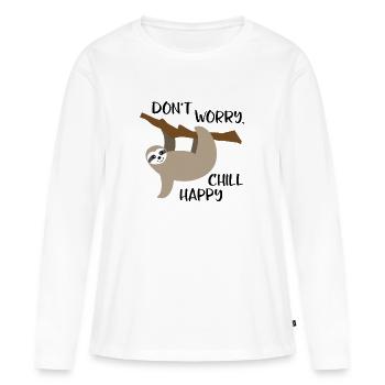 Chill happy - T-shirt manches longues Premium bio Femme - blanc - Devant - Julia (174cm)