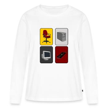 Les joueurs PC - T-shirt manches longues Premium bio Femme - blanc - Devant - Julia (174cm)