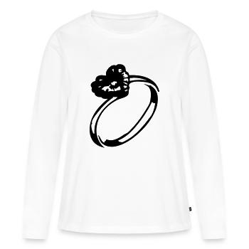 Herz-Diamant-Ring - Frauen Premium Bio Langarmshirt - Weiß - Vorne - Julia (174cm)