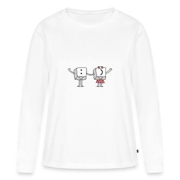 Smile clavier - T-shirt manches longues Premium bio Femme - blanc - Devant - Julia (174cm)