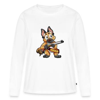 Chasseur chien de chasse fusil de chasse cartouches chasse cadeau - T-shirt manches longues Premium bio Femme - blanc - Devant - Julia (174cm)