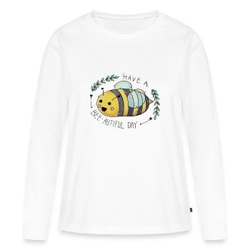 Motivation, pensée positive - T-shirt manches longues Premium bio Femme - blanc - Devant - Julia (174cm)