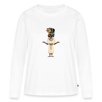 Egypte antique T-shirt Ankh Kemet Ra égyptien - T-shirt manches longues Premium bio Femme - blanc - Devant - Julia (174cm)