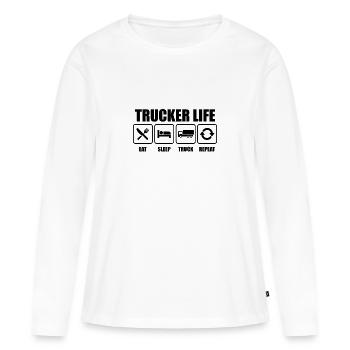 Trucker Fernfahrer - Frauen Premium Bio Langarmshirt - Weiß - Vorne - Julia (174cm)