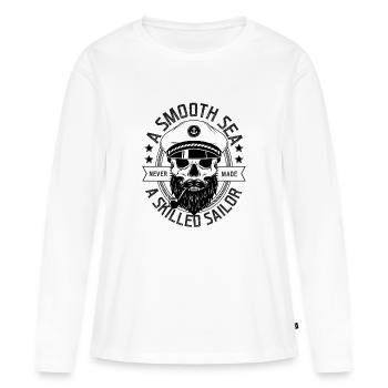 Marin totenkopf marin marin capitaine marin - T-shirt manches longues Premium bio Femme - blanc - Devant - Julia (174cm)