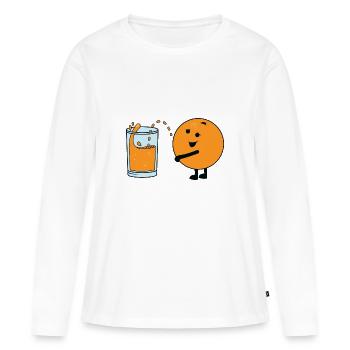 Jus d'orange orange Pee Pinkelde orange - T-shirt manches longues Premium bio Femme - blanc - Devant - Julia (174cm)