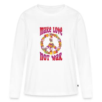 Make Love Not War N'aime pas la guerre hippie - T-shirt manches longues Premium bio Femme - blanc - Devant - Julia (174cm)