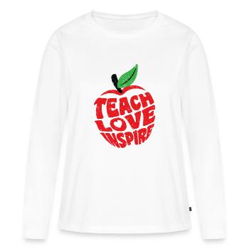 Teach Love Inspire Teacher Teaching Teacher - Women's Premium Organic Long Sleeve Shirt - white - Front - Julia (174cm)