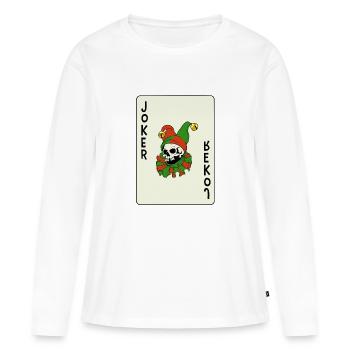 Joueur de cartes Joker Card Card Game Player Skeleton - T-shirt manches longues Premium bio Femme - blanc - Devant - Julia (174cm)