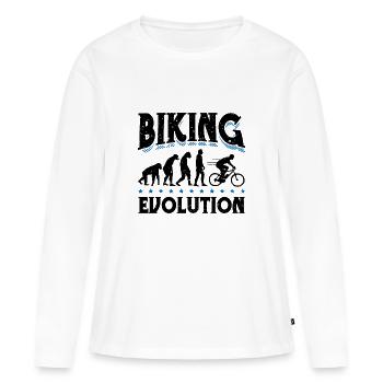 Evolution Biking Cycliste Cyclisme Cyclisme Vélo - T-shirt manches longues Premium bio Femme - blanc - Devant - Julia (174cm)