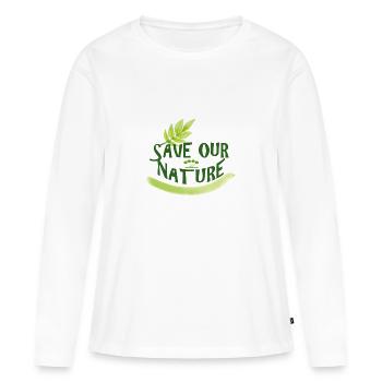 Naturschutz - Frauen Premium Bio Langarmshirt - Weiß - Vorne - Julia (174cm)