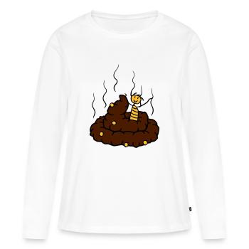 mâle galettes de beignet heureux petite merde merd - T-shirt manches longues Premium bio Femme - blanc - Devant - Julia (174cm)
