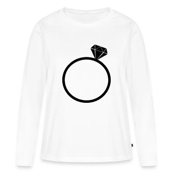 diamantring - Frauen Premium Bio Langarmshirt - Weiß - Vorne - Julia (174cm)