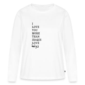 je t'aime plus que les irakiens aime dolma funny tee - T-shirt manches longues Premium bio Femme - blanc - Devant - Julia (174cm)