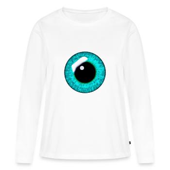 Oeil - T-shirt manches longues Premium bio Femme - blanc - Devant - Julia (174cm)