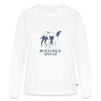 Pose de chameau | Ustrasana | Yoga Pose Camel - T-shirt manches longues Premium bio Femme - blanc - Devant - Julia (174cm)