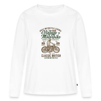 VINTAGE MOTORBIKE CLASSIC BRITISH MOTORCYCLE - Frauen Premium Bio Langarmshirt - Weiß - Vorne - Julia (174cm)