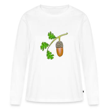 Chêne feuille de gland - T-shirt manches longues Premium bio Femme - blanc - Devant - Julia (174cm)