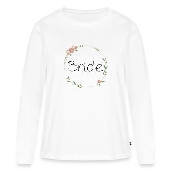 Bride floral wreath green hen party - Women's Premium Organic Long Sleeve Shirt - white - Front - Julia (174cm)