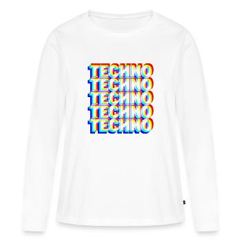 TECHNO DJ Raver Goa Rave Party Festival Cadeau - T-shirt manches longues Premium bio Femme - blanc - Devant - Julia (174cm)