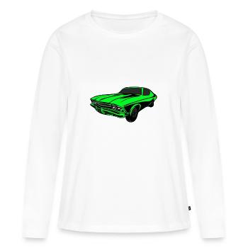 Voiture de course vert néon - T-shirt manches longues Premium bio Femme - blanc - Devant - Julia (174cm)