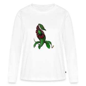 Plante carnivore Carnivores Nepenhtes - T-shirt manches longues Premium bio Femme - blanc - Devant - Julia (174cm)