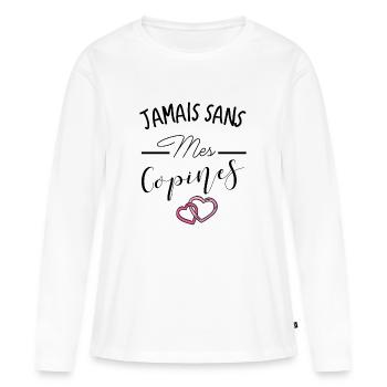 Jamais sans mes copines - T-shirt manches longues Premium bio Femme - blanc - Devant - Julia (174cm)