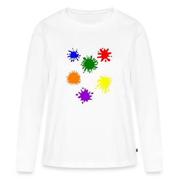 Taches de couleur - T-shirt manches longues Premium bio Femme - blanc - Devant - Julia (174cm)