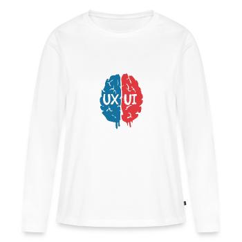UX UI Design - Programmeur drôle - Cadeau - T-shirt manches longues Premium bio Femme - blanc - Devant - Julia (174cm)