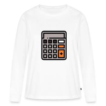 Calculatrice de poche - Calculatrice colorée - T-shirt manches longues Premium bio Femme - blanc - Devant - Julia (174cm)