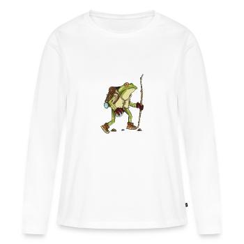 Wanderfrosch - Frauen Premium Bio Langarmshirt - Weiß - Vorne - Julia (174cm)