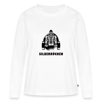 Silberrücken | Gorilla - Frauen Premium Bio Langarmshirt - Weiß - Vorne - Julia (174cm)