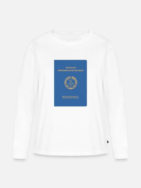 DDR, Reisepass, Ausweis, Ostalgie - Frauen Premium Bio Langarmshirt - Weiß