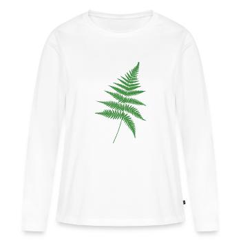 Contour de la fougère verte - T-shirt manches longues Premium bio Femme - blanc - Devant - Julia (174cm)