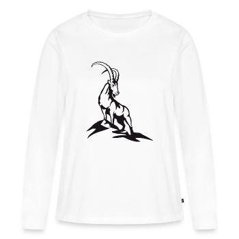 Capricorne en noir - T-shirt manches longues Premium bio Femme - blanc - Devant - Julia (174cm)