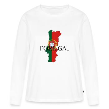 Pays drapeau du Portugal Pays - T-shirt manches longues Premium bio Femme - blanc - Devant - Julia (174cm)