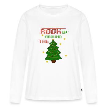 Rockin rund um den Weihnachtsbaum - Frauen Premium Bio Langarmshirt - Weiß - Vorne - Julia (174cm)