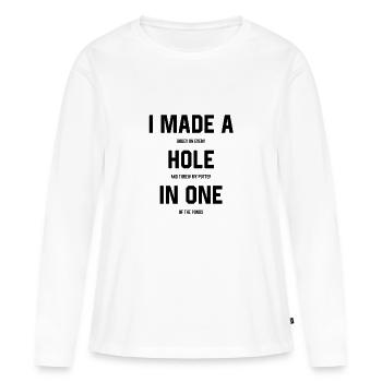 J’ai fait un trou en un - T-shirt manches longues Premium bio Femme - blanc - Devant - Julia (174cm)