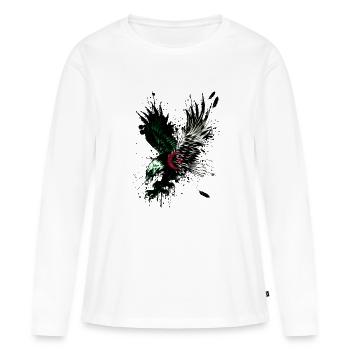 Drapeau Algérie - aigle drapeau algérien - T-shirt manches longues Premium bio Femme - blanc - Devant - Julia (174cm)