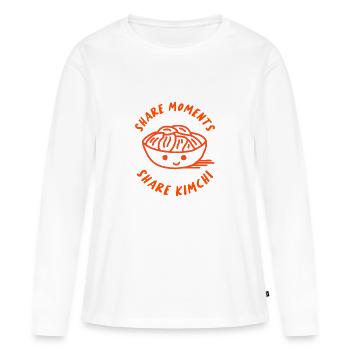 Share Moments, share Kimchi - Women's Premium Organic Long Sleeve Shirt - white - Front - Julia (174cm)