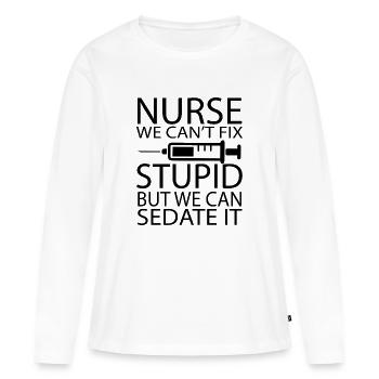 Infirmière Krankenschwester Corona - T-shirt manches longues Premium bio Femme - blanc - Devant - Julia (174cm)